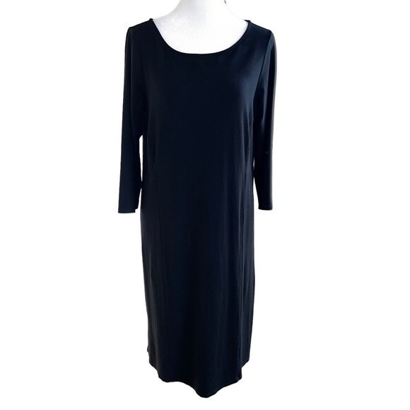 J.Jill Wearever Collection Stretch Midi Dress Jersey‎ Knit Black Size S - Picture 1 of 12